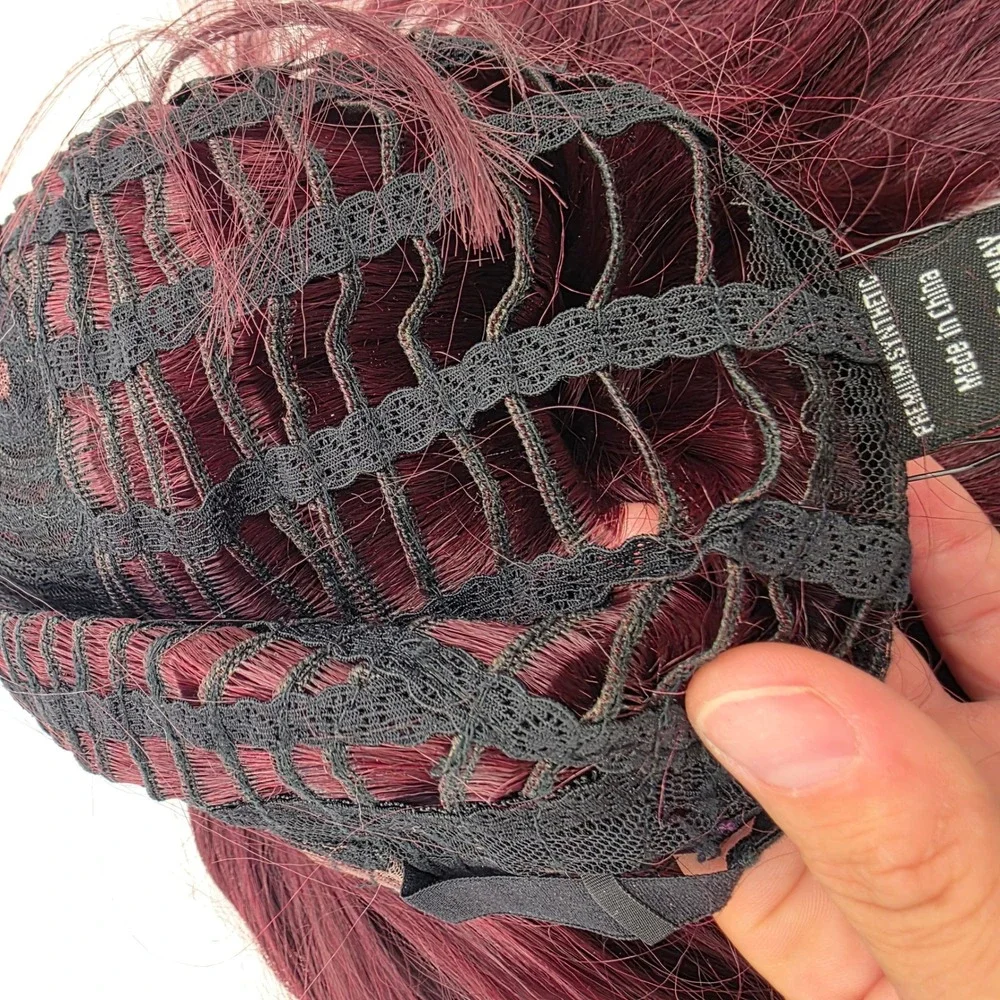 Bobbi Boss Premium Synthetic Lace Front Wig Burgundy Wine Red Short Layered Bob